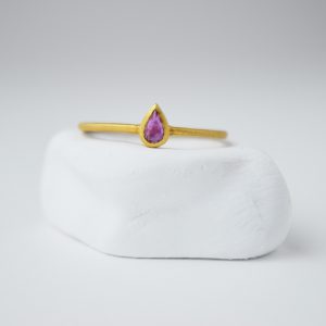 Gold Plated With Rubi Stone Drop Ring