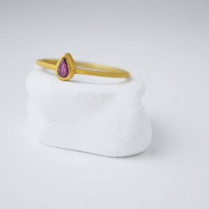 Gold Plated With Rubi Stone Drop Ring