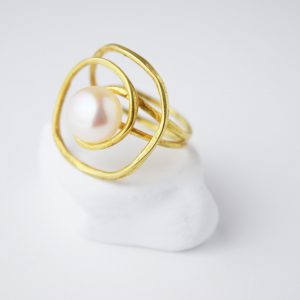 Gold Plated Spiral Pearl Ring