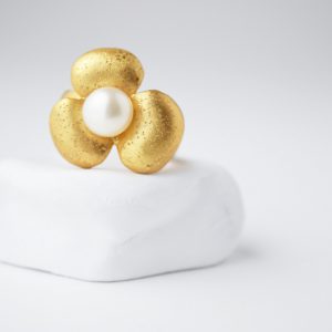 Gold Plated Flower With Pearl Ring