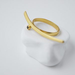 Gold Plated Sword With Onix Stone Ring