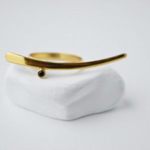 Gold Plated Sword With Onix Stone Ring