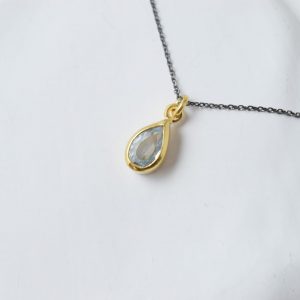 Sterling Silver Drop-Shaped Gold Plated Topaz Necklace