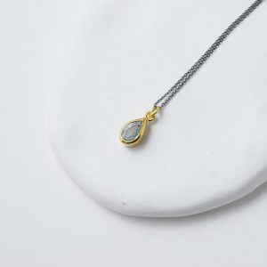 Sterling Silver Drop-Shaped Gold Plated Topaz Necklace