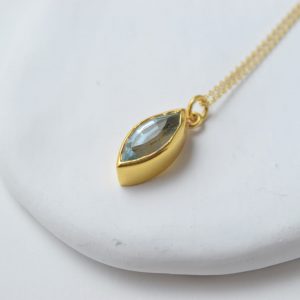 Sterling Silver Eye-Shaped Gold Plated Topaz Necklace