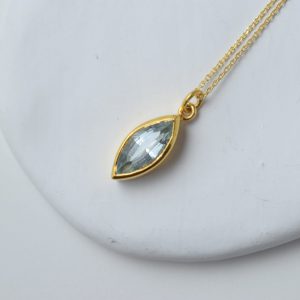 Sterling Silver Eye-Shaped Gold Plated Topaz Necklace