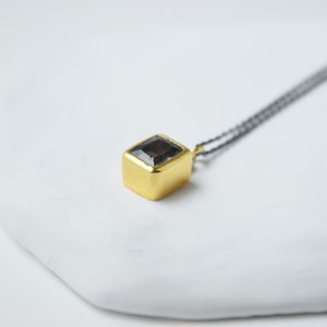 Sterling Silver Squared Gold Plated Topaz Necklace