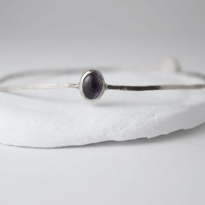 Sterling Silver Bracelet With Two Garnet Gems