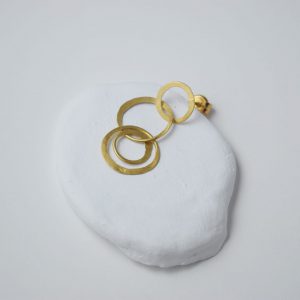 Sterling Silver Gold Plated 3 Circles Chain Earrings