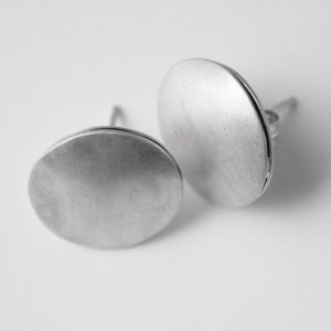 Sterling Silver Ancient Style Round Large Stud Earrings