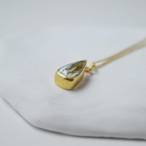 Sterling Silver Large Drop Gold Plated Topaz Necklace