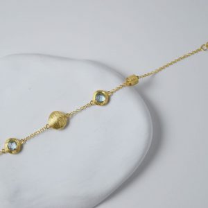 14K Gold Acquamarine Bracelet