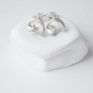 Sterling Silver Rococo Flower Stud Earrings