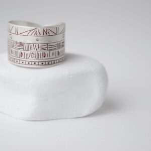 Sterling Silver Red Ethnic Motif Ring