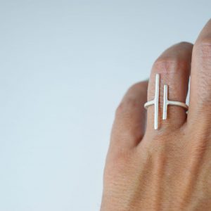 Sterling Silver Minimalist Two Lines Ring