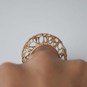 Sterling Silver Fishnet Rose Gold Plated Ring