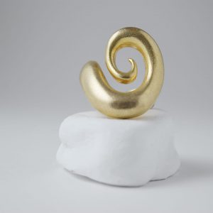 Sterling Silver Ancient Shell Spiral Matte Gold Plated Ring