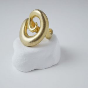 Sterling Silver Ancient Shell Spiral Matte Gold Plated Ring