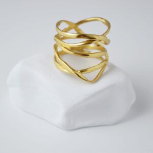 Sterling Silver 6 Loops Gold Plated Ring