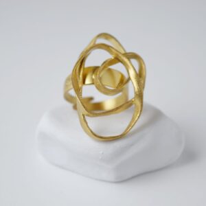 Sterling Silver Stylized Rose Gold Plated Ring